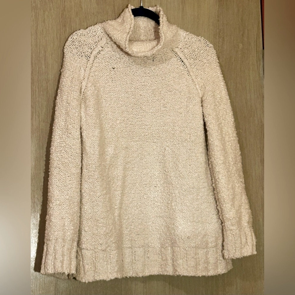 Moth by Anthropologie Cream Knit Chunky Cozy Turtleneck High Neck Sweater Top